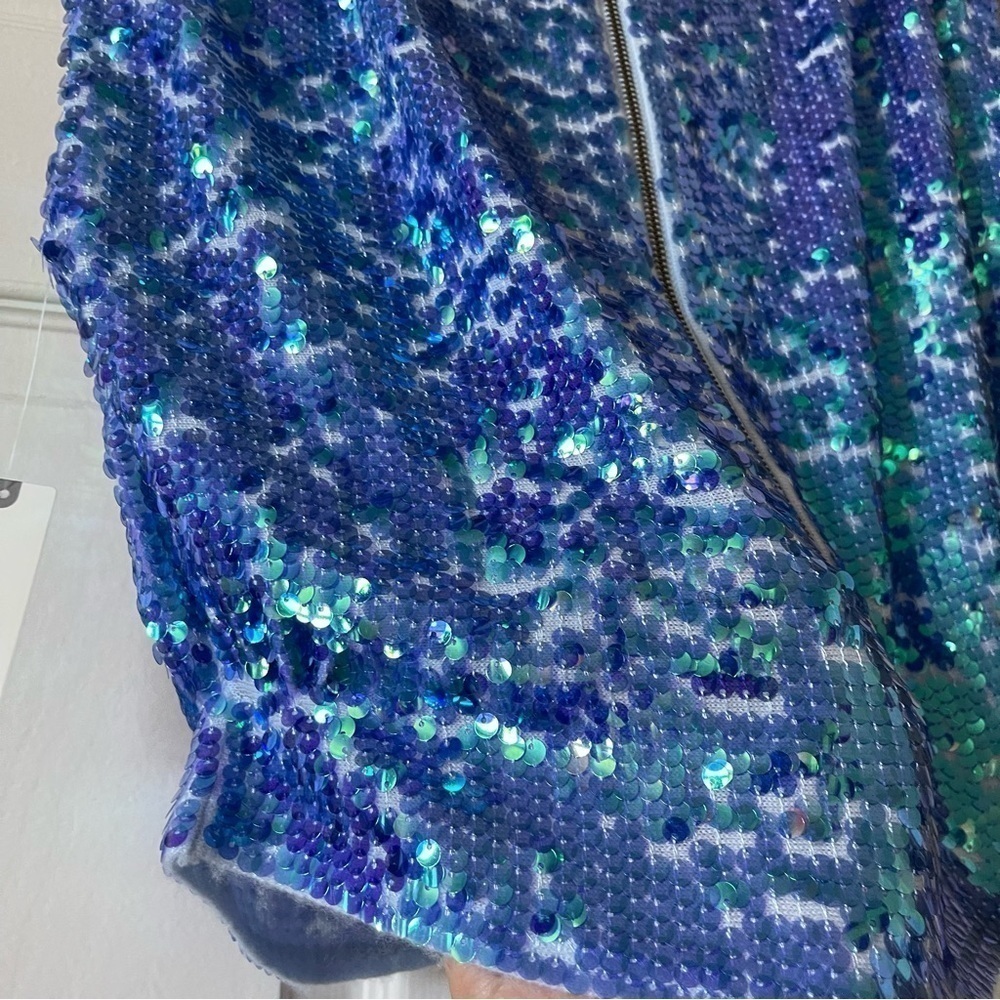 Anthropologie Pilcro Sequined Wool Cashmere Knit Sleeveless Top Sky Blue Size M - Picture 7 of 13
